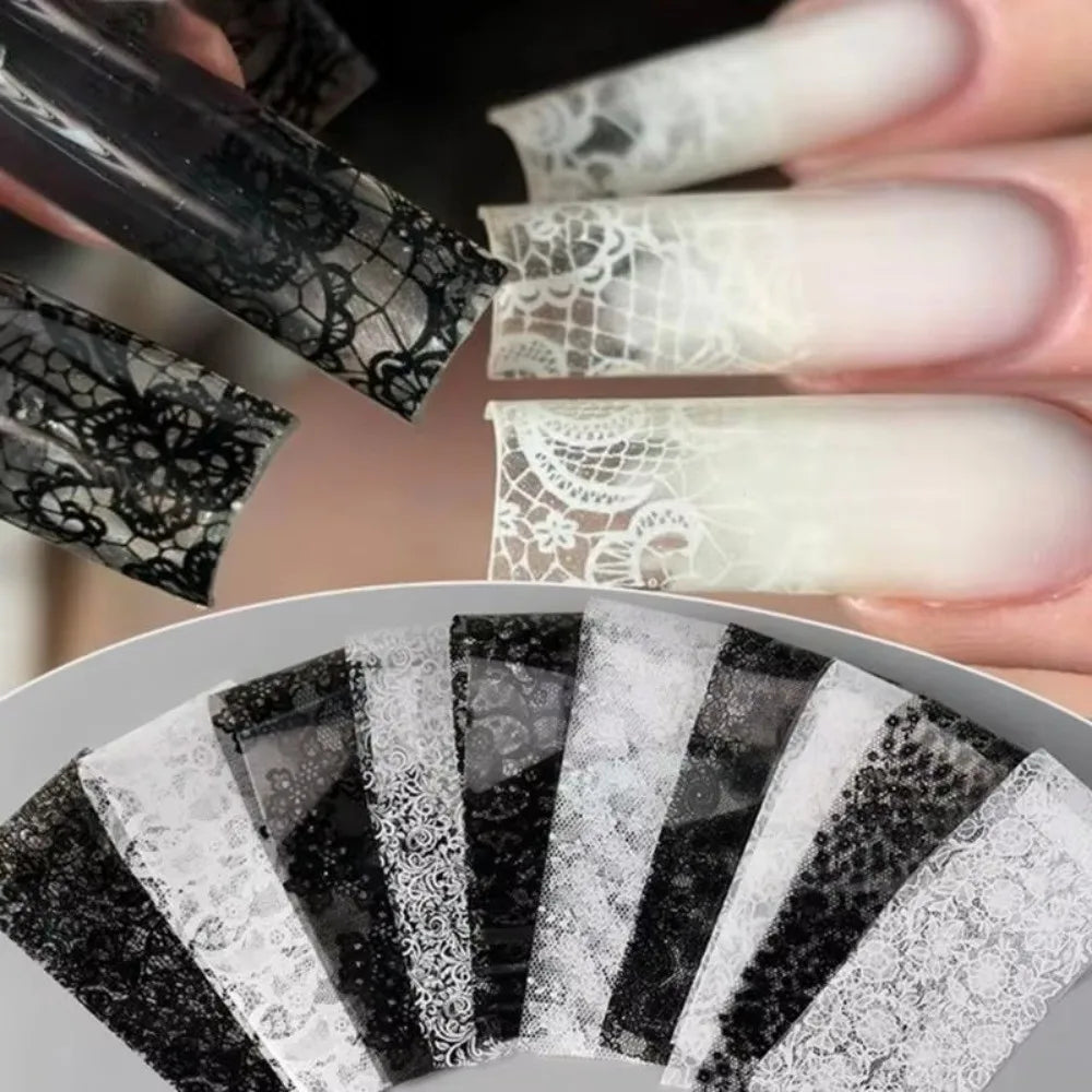 Lace Holographic Laser Nail Foil Stickers | Sequin Effect Roll Nail Foil Stickers QXL