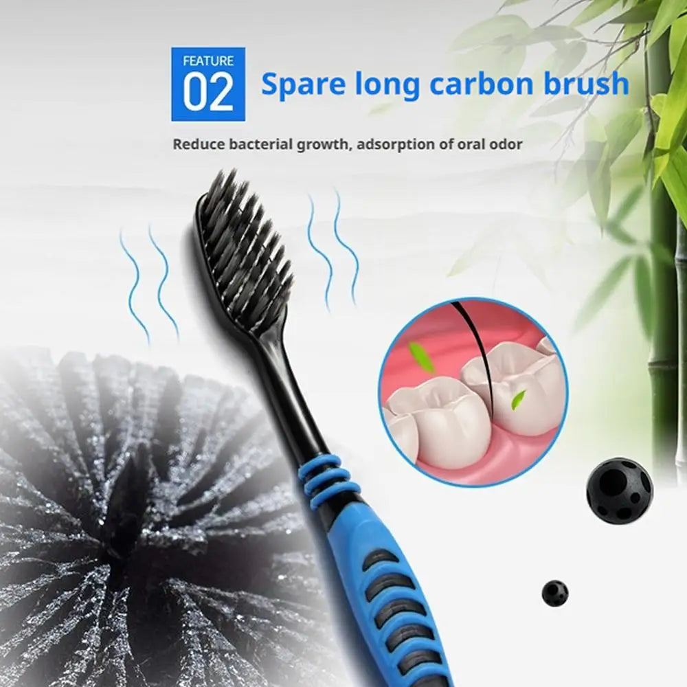 10-Pack Bamboo Charcoal Toothbrushes | Ultra-Soft Bristles Bamboo Toothbrush Set QXL