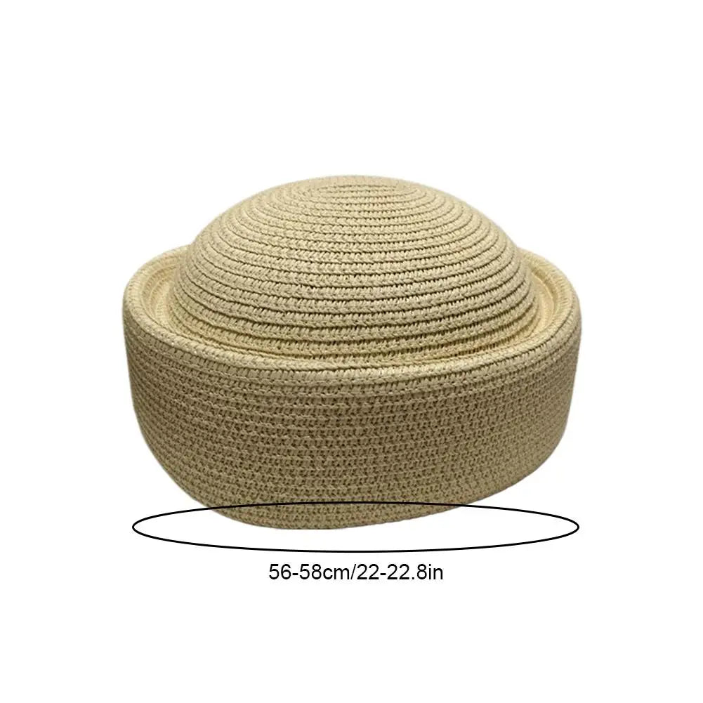 Women's Raffia Straw Sun Hat | French Retro Beach Beret Women's Sun Hat QXL