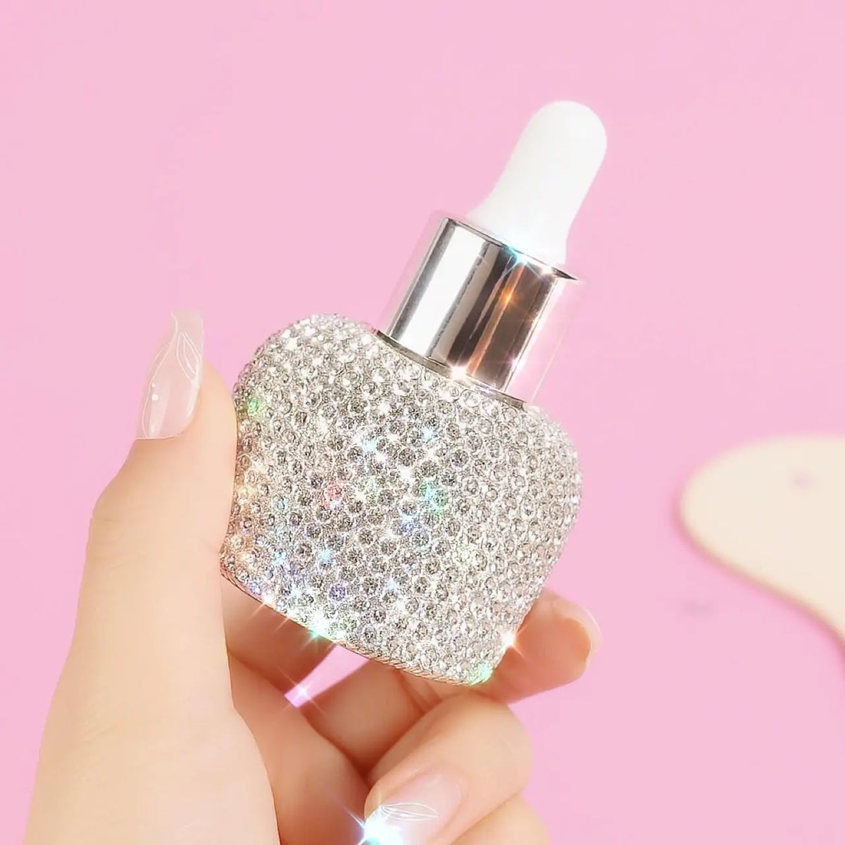 30ml Rhinestone Refillable Glass Dropper Bottle | Essential Oils Refillable Dropper Bottle QXL Light Grey