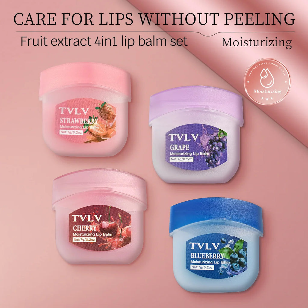 4-in-1 Fruit Lip Balm Set | Hydrating, Non-Sticky Lip Care Fruit Lip Balm Set QXL