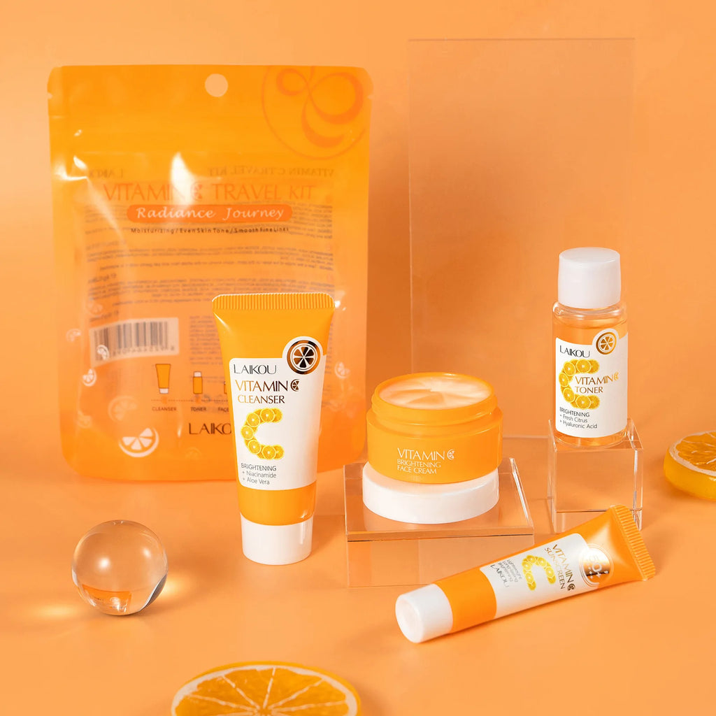 LAIKOU Vitamin C 4-Piece Travel Skincare Set | SPF50+ Travel Skincare Set QXL
