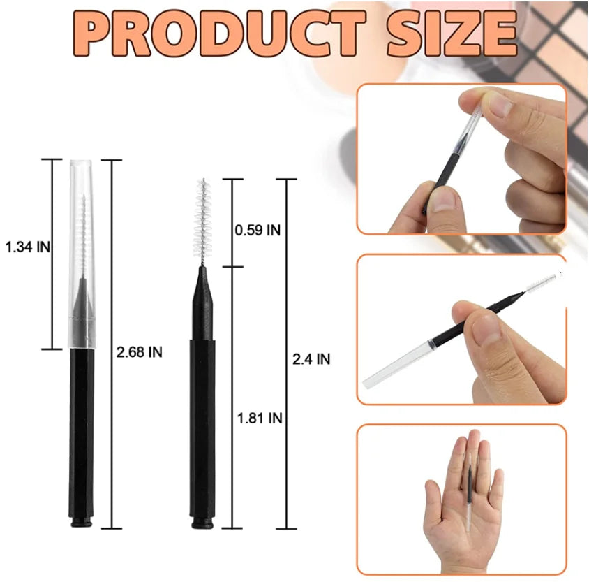 10-Pack Disposable Eyebrow & Eyelash Micro Spiral Brushes Disposable Micro Brush QXL