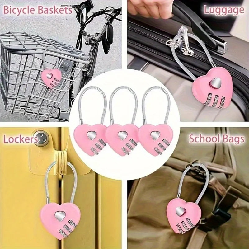 2-Pack Heart-Shaped Metal Combination Padlock for Luggage Combination Padlock QXL