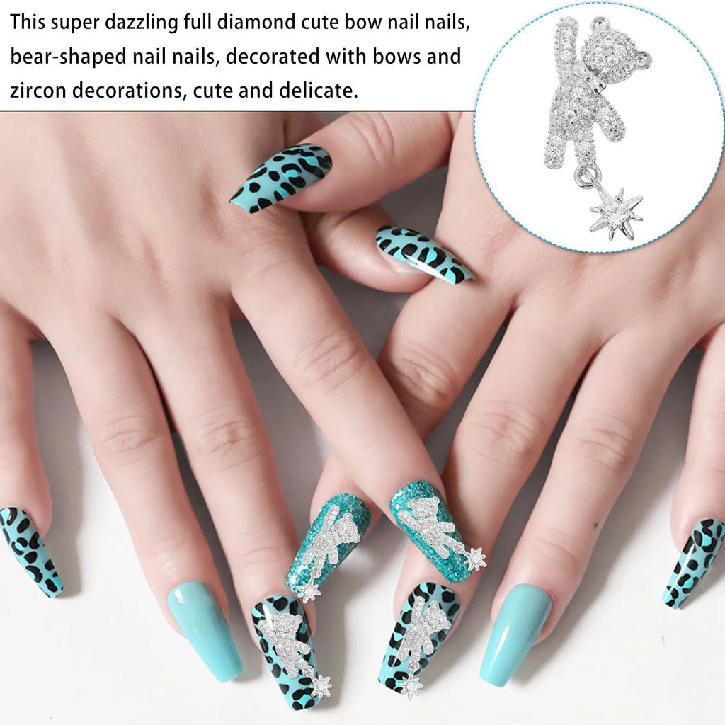 5-Pack Bear Nail Art Studs | Kawaii Zircon Bowknot Charms Nail Art Charms QXL