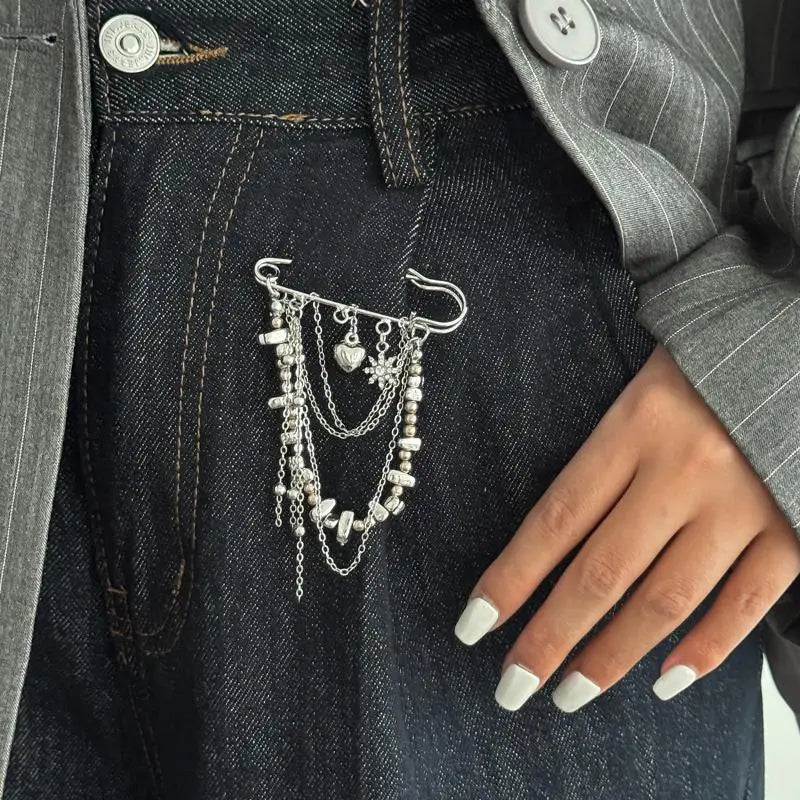 Women's Tassel Brooch Pin | Zinc Alloy Waist Buckle Clasp Tassel Brooch Pin QXL