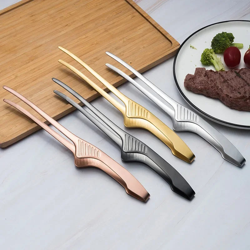 Stainless Steel Food Tongs | BBQ, Kitchen & Picnic Clip Kitchen Tongs QXL