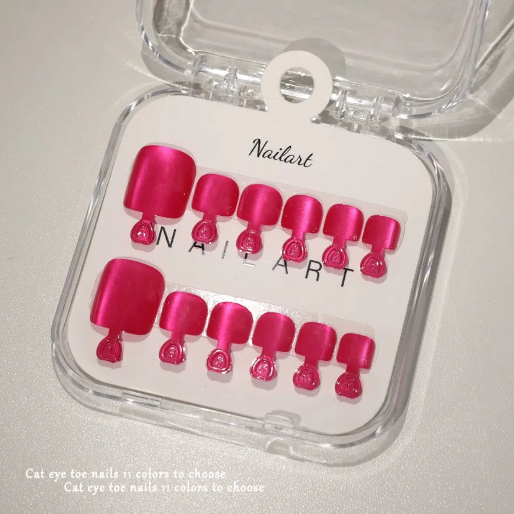 Cat Eye Press-On Toenails | Shiny Y2K Fake Toe Nail Tips Press-On Toenails QXL Style 02