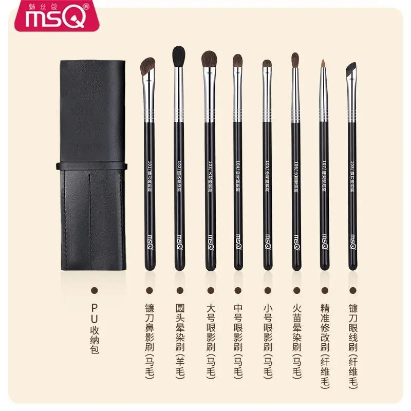 8-Piece Horsehair Eyeshadow Brush Set | Blending & Detail Eyeshadow Brush Set QXL