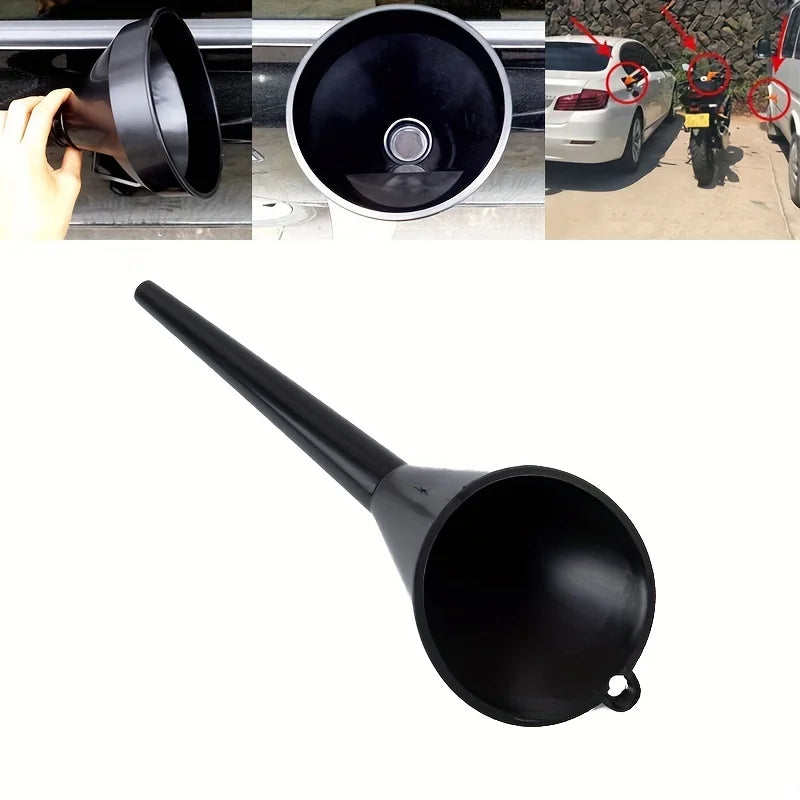 Black Plastic Oil Funnel – Long Neck & Hanging Hook Automotive Oil Funnel QXL