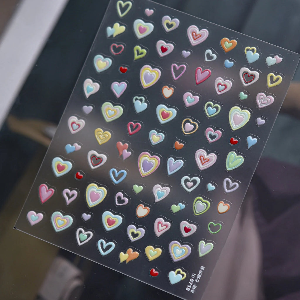 5D Heart Nail Art Stickers | Y2K Self-Adhesive Nail Decals Nail Art Stickers QXL
