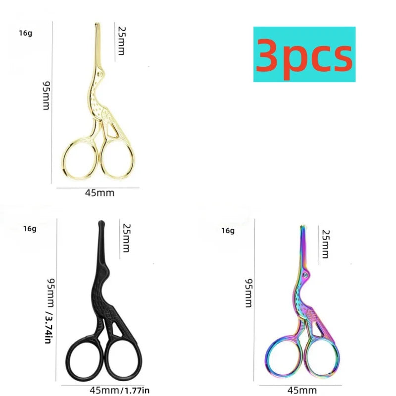 Round-Tip Stainless Steel Nose, Ear & Eyebrow Scissors Grooming Scissors QXL YS00166-3PCS