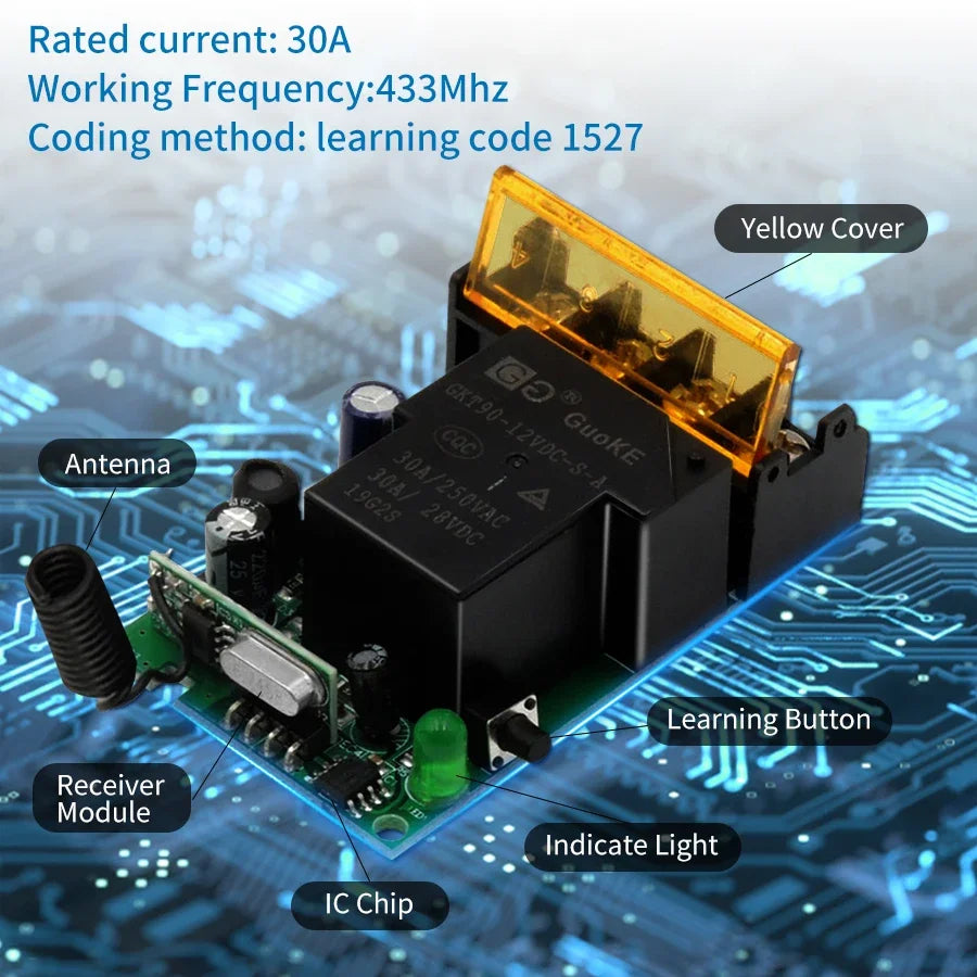 RF 433MHz Wireless Remote Control Relay Switch 110V–240V Wireless Relay Switch QXL
