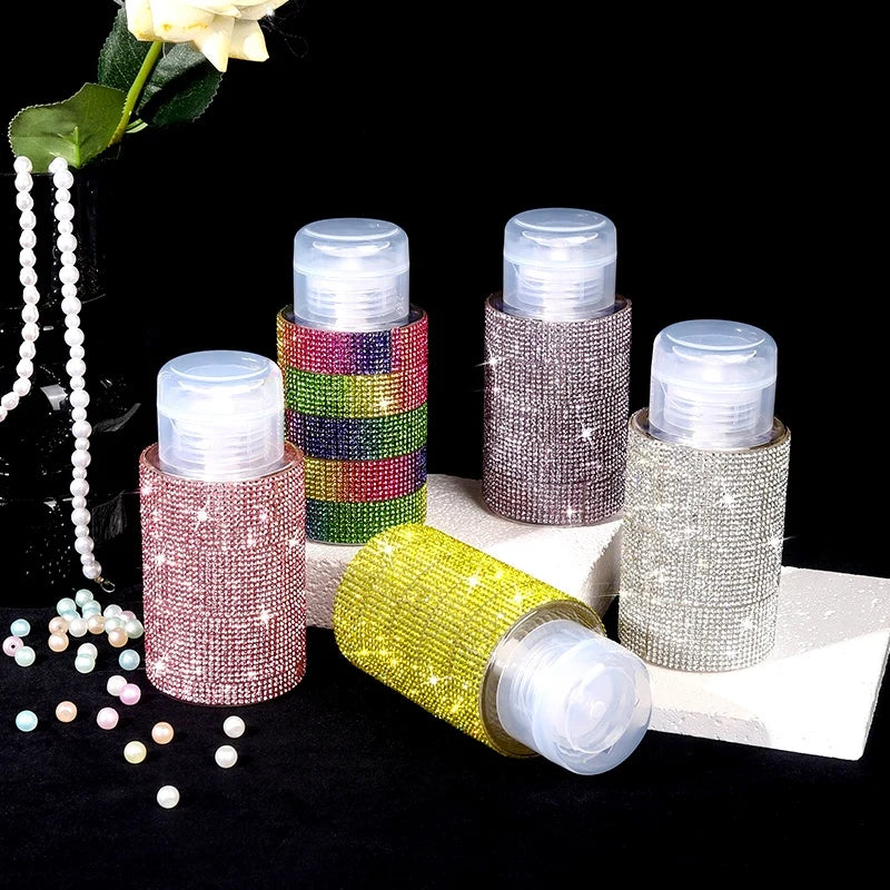 200ml Rhinestone Pump Dispenser Bottle | Refillable Nail Remover Pump Dispenser Bottle QXL