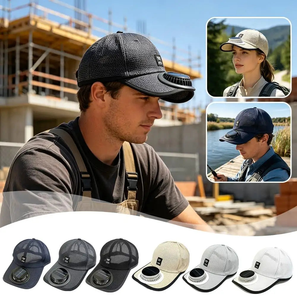Solar USB Cooling Fan Hat | UV Sun Protection Mesh Cap Cooling Fan Hat QXL