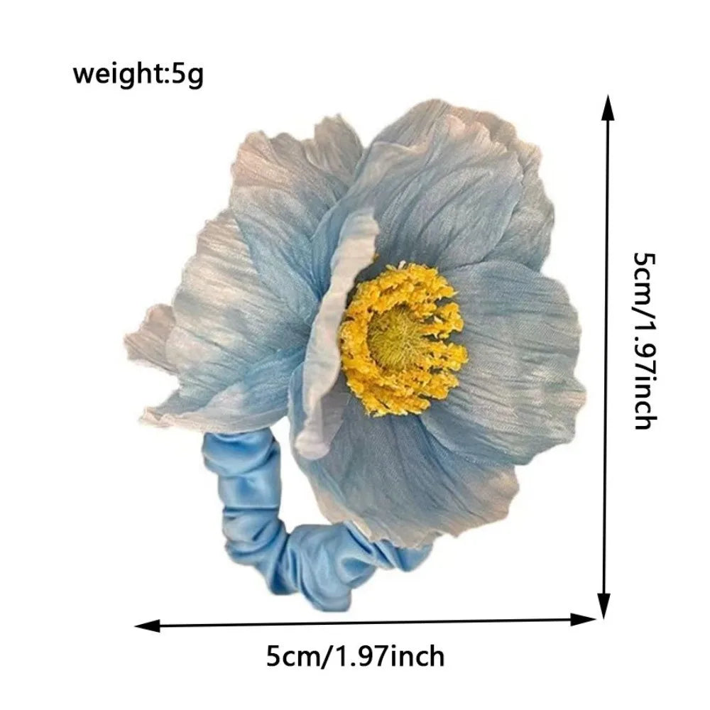 Bohemian Artificial Flower Hair Tie | Floral Ponytail Elastic Floral Hair Tie QXL