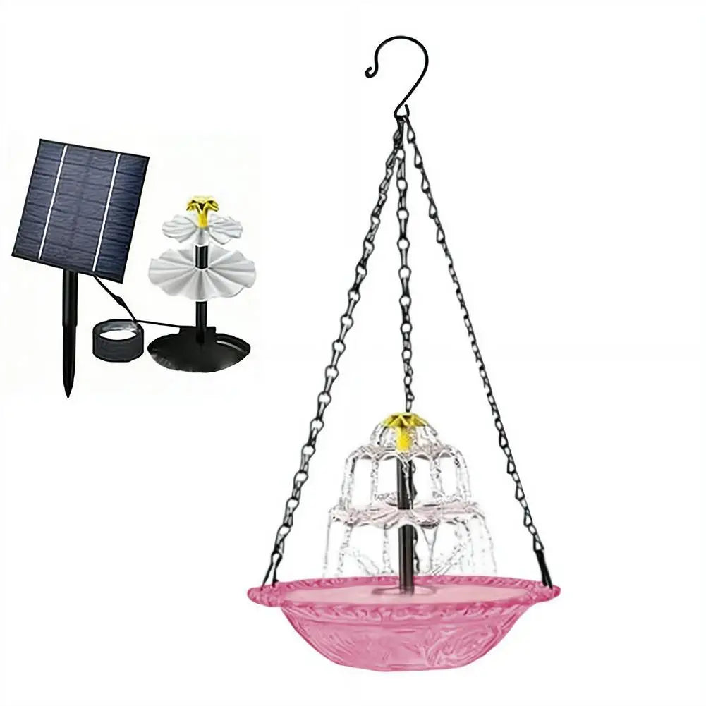 Hanging Solar Bird Bath Fountain | Garden Patio Decor Solar Bird Bath Fountain QXL
