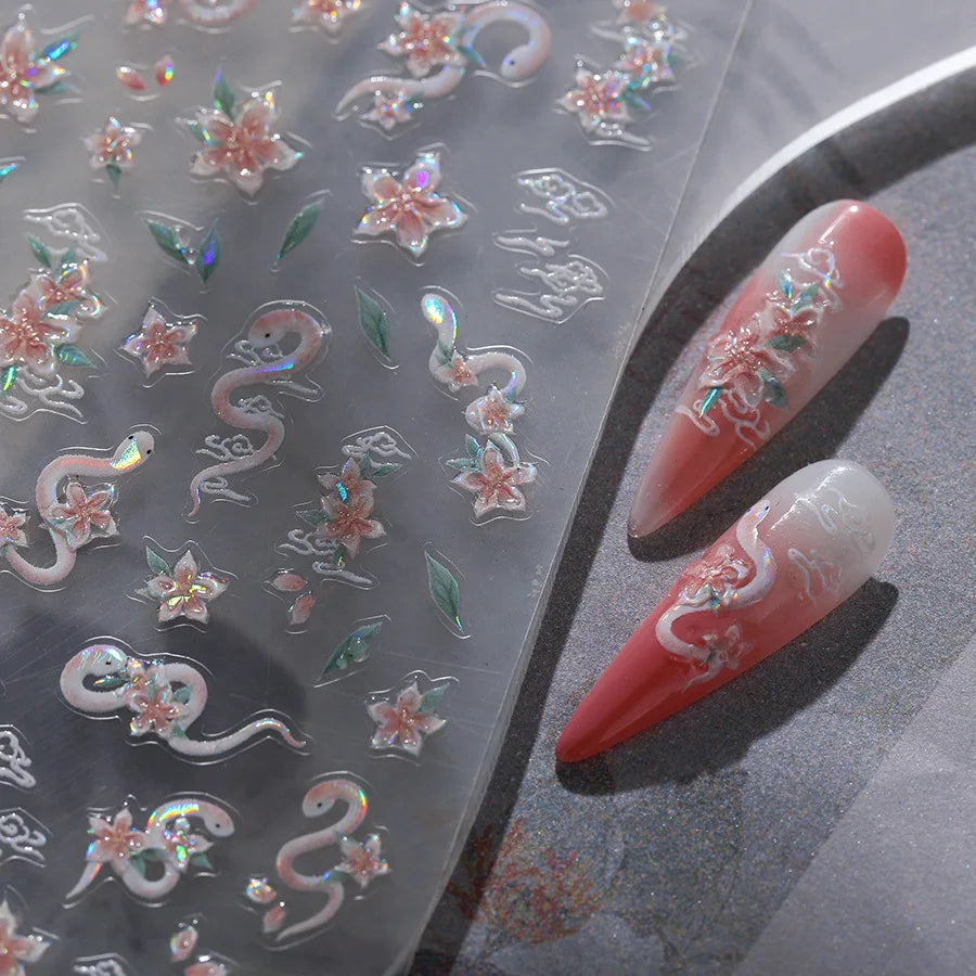 5D Gothic Butterfly Snake Nail Art Stickers & Rhinestone Decals Nail Art Stickers QXL