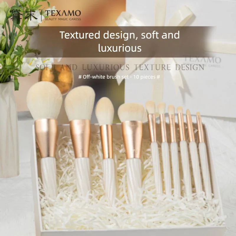 10-Piece Shell Pattern Makeup Brush Set | Gift Box Makeup Brush Set QXL