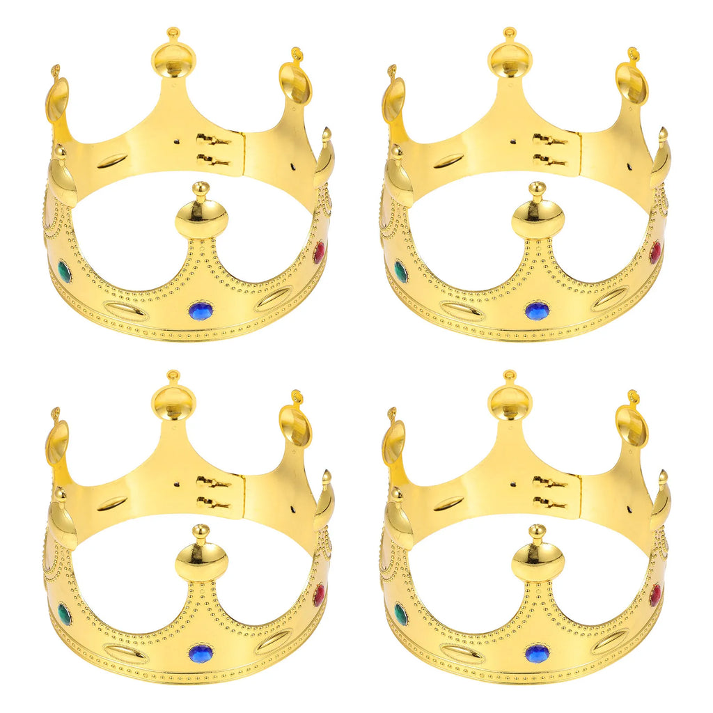 4-Pack Plastic Prince Crowns – Birthday Party & Cosplay Costume Costume Crown Set QXL