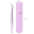 Stainless Steel Lash Tweezers Anti-Static + Leather Case Lash Extension Tweezers QXL Purple