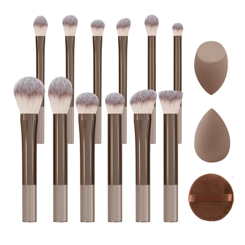 12-Piece Makeup Brush Set with Beauty Sponges & Powder Puff Makeup Brush Set QXL