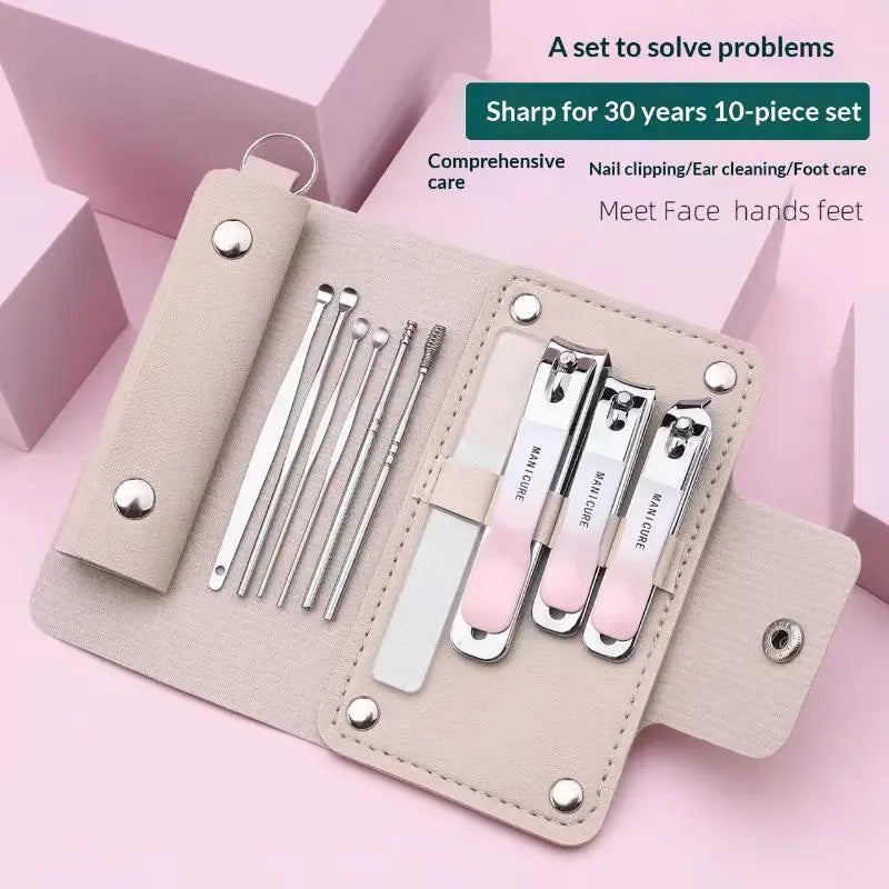 10-Piece Manicure Pedicure Set | High Carbon Steel Nail Kit Nail Grooming Kit QXL