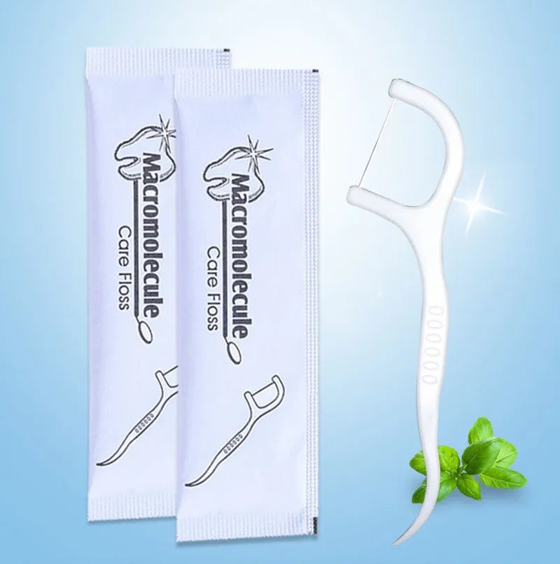 300-Pack Disposable Dental Floss Picks | Individually Wrapped Dental Floss Picks QXL