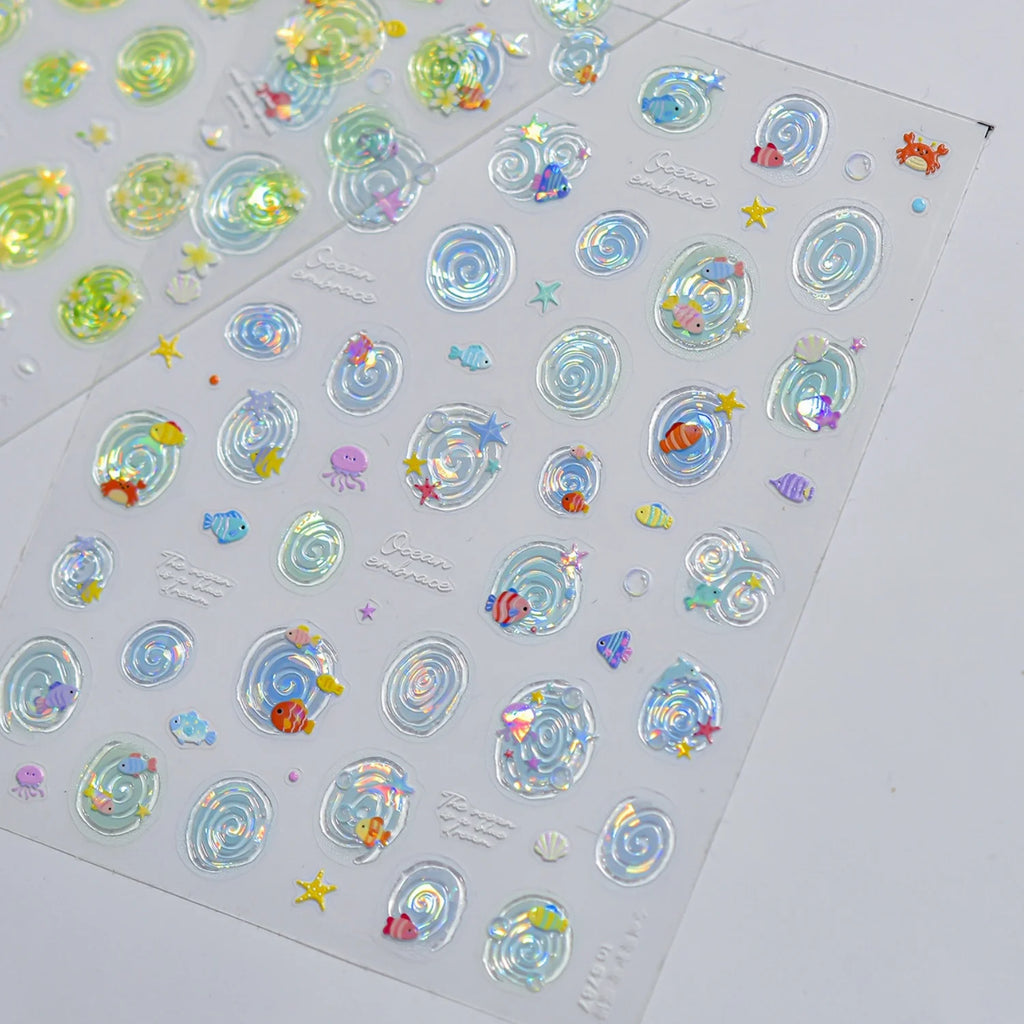 5D Ocean Nail Stickers – Fish, Starfish & Octopus Decals Nail Art Stickers QXL