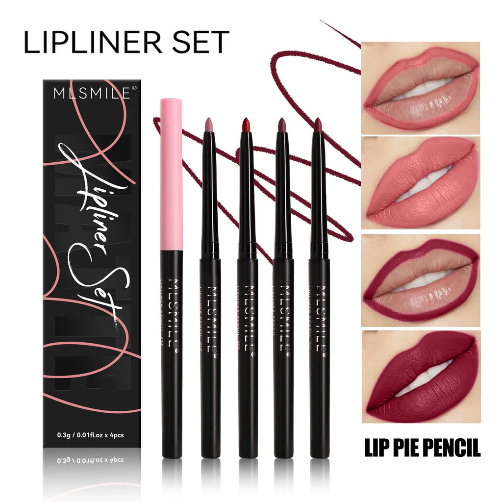 Waterproof Velvet Matte Lip Liner & Lipstick Set | 4-Piece Lip Liner Set QXL