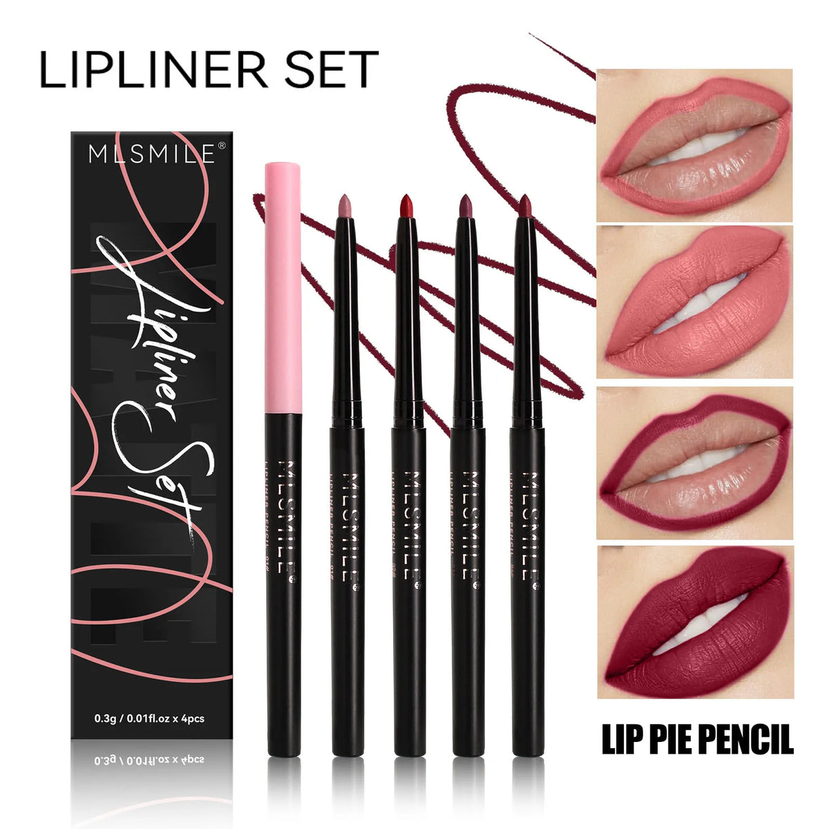 Waterproof Velvet Matte Lip Liner & Lipstick Set | 4-Piece Lip Liner Set QXL