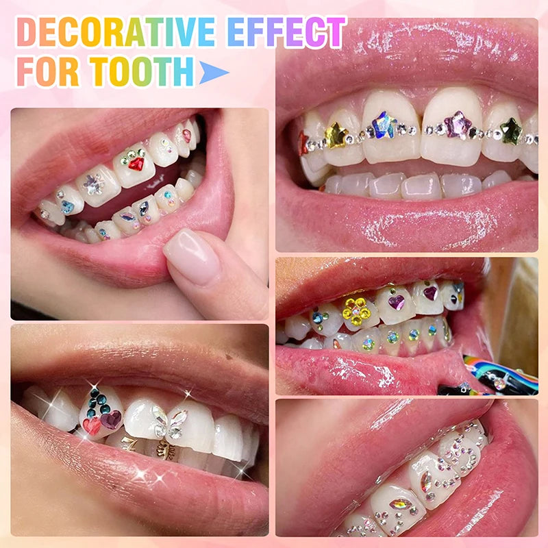 DIY Tooth Gems Crystal Kit | Acrylic Teeth Jewelry Set Tooth Gems Kit QXL