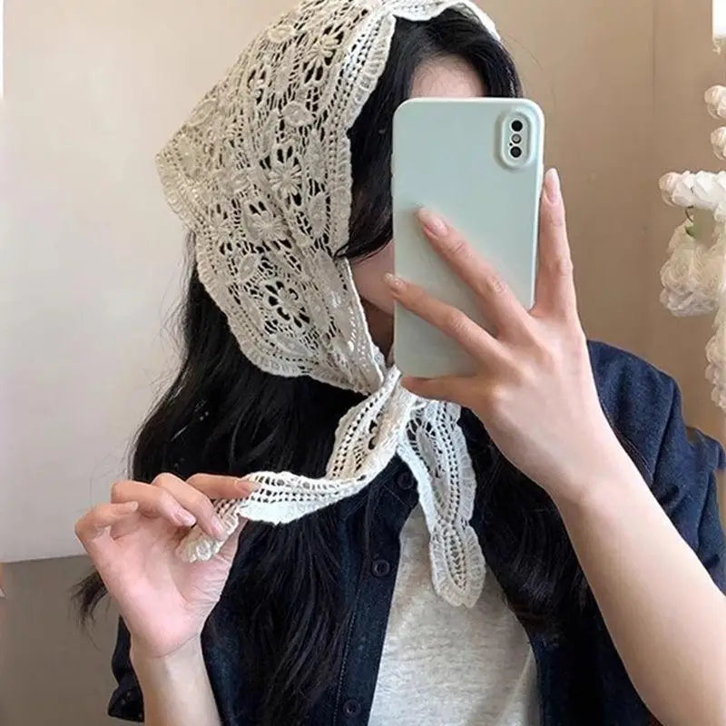 Lace Hollow-Out Triangle Hair Scarf & Waist Hip Wrap Lace Scarf Wrap QXL