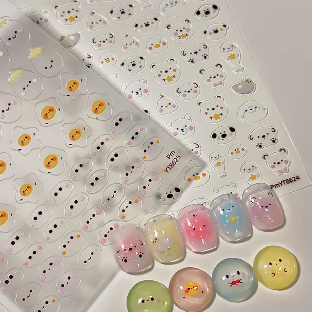 5D Cartoon Nail Stickers – Cute Bear Chick Seal Animal Decals Nail Art Stickers QXL