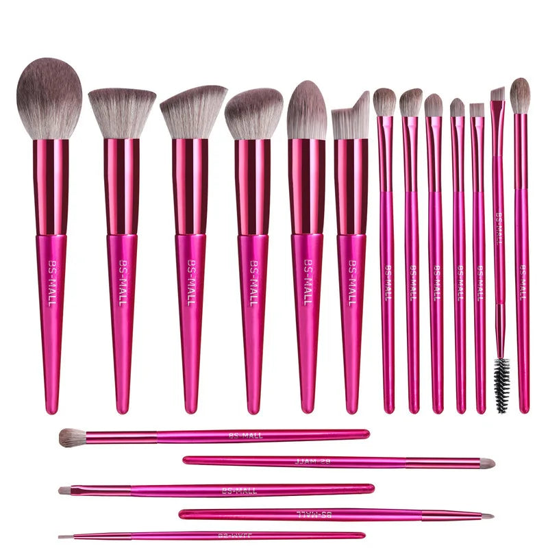 18-Piece Long-Handle Makeup Brush Set | Red Professional Kit Makeup Brush Set QXL