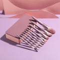 Purple 10-Piece Makeup Brush Set with Mirror Box | Portable Makeup Brush Set QXL 10 purple and mirror