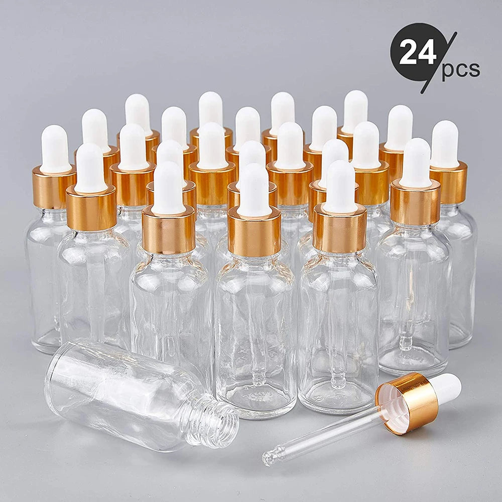 24-Pack 30ml Clear Glass Dropper Bottles with Pipettes Glass Dropper Bottles QXL