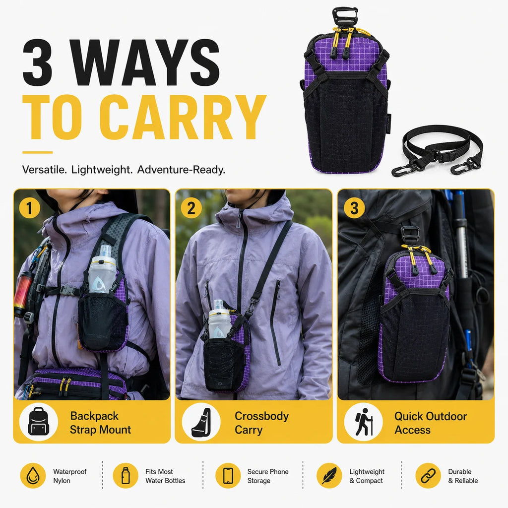 Outdoor Hiking Pouch | Backpack Strap Bottle & Phone Bag Outdoor Hiking Pouch QXL