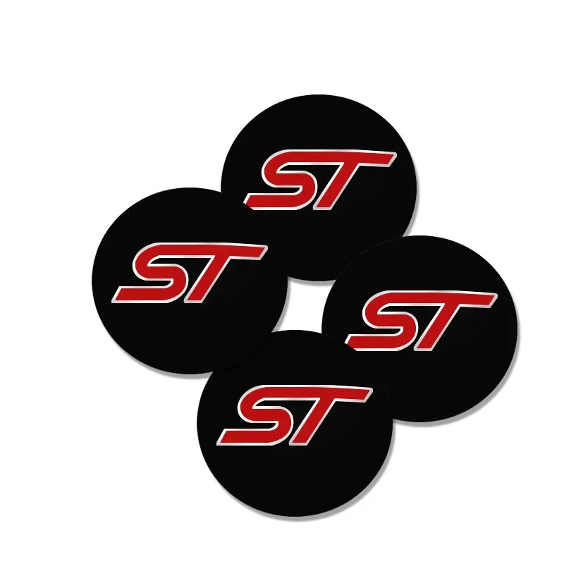 4-Pack 56mm ST Logo Wheel Center Hub Cap Stickers – Waterproof Wheel Center Cap Set QXL
