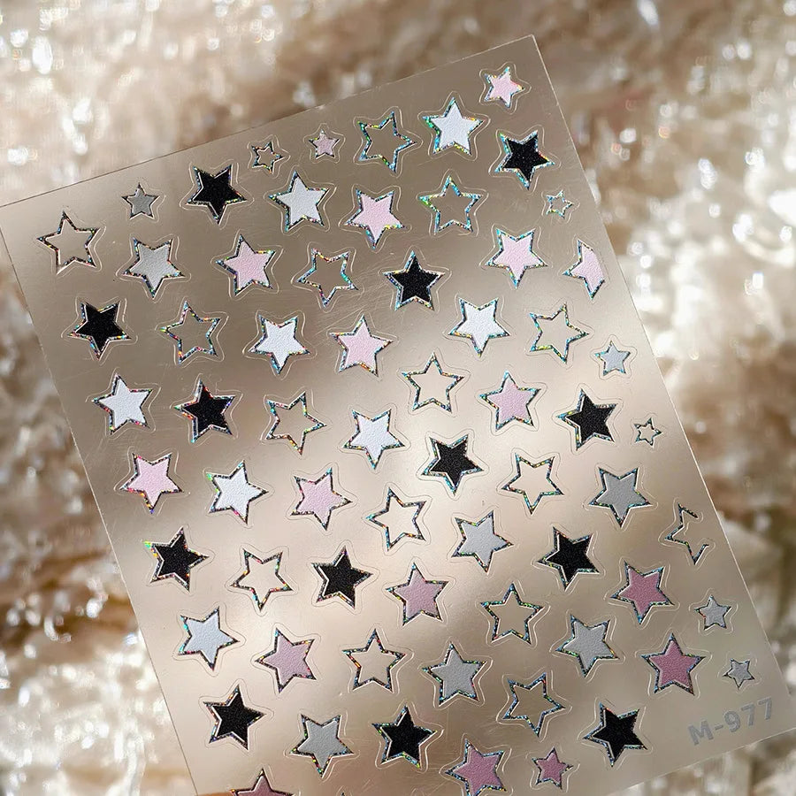 5D Nail Art Stickers – Stars, Bowknots & Geometric Decals Nail Art Stickers QXL