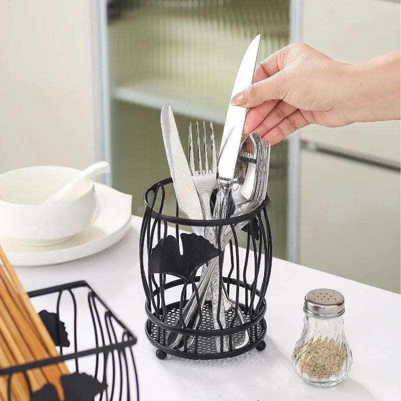 Iron Art Apricot Leaf Utensil Holder & Pen Organizer Utensil Holder Organizer QXL