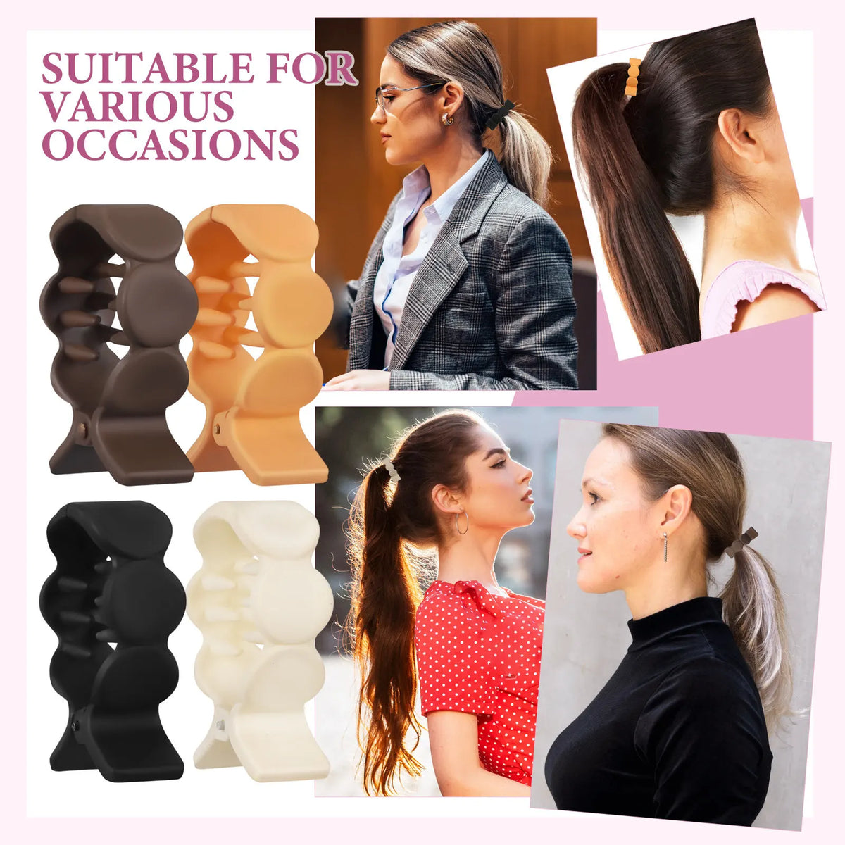 8-Pack Small Resin Hair Claw Clips | Ponytail Holders Hair Claw Clips QXL