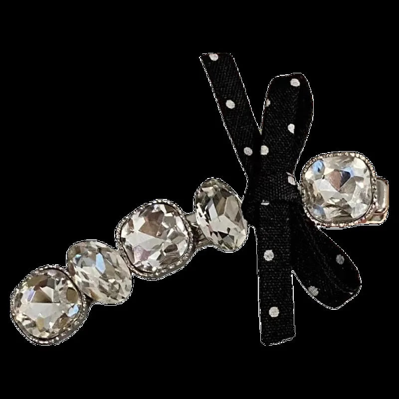Polka Dot Bow Barrettes | Rhinestone Hair Clips for Women Hair Bow Barrette QXL