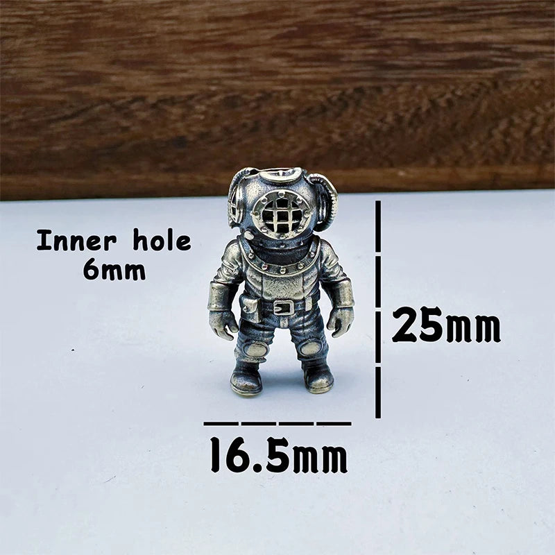 Brass Diver Figurine Bead | EDC Lanyard & Bracelet Charm Brass Figurine Charm QXL