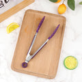 7-Inch Stainless Steel BBQ Food Tongs | Non-Slip Kitchen Clip Kitchen Food Tongs QXL Purple