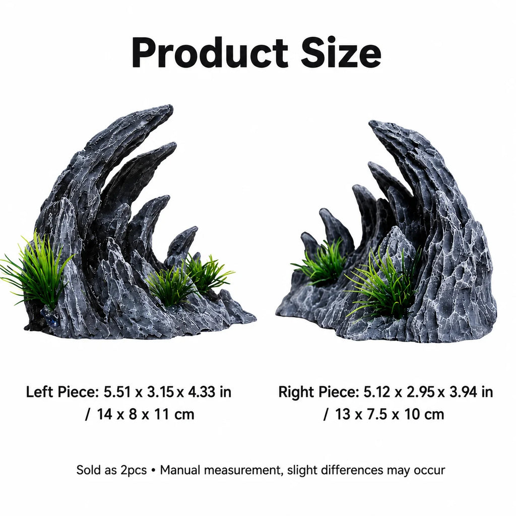 2-Pack Resin Canyon Rock Aquarium Cave Ornament for Fish & Shrimp Aquarium Ornament QXL