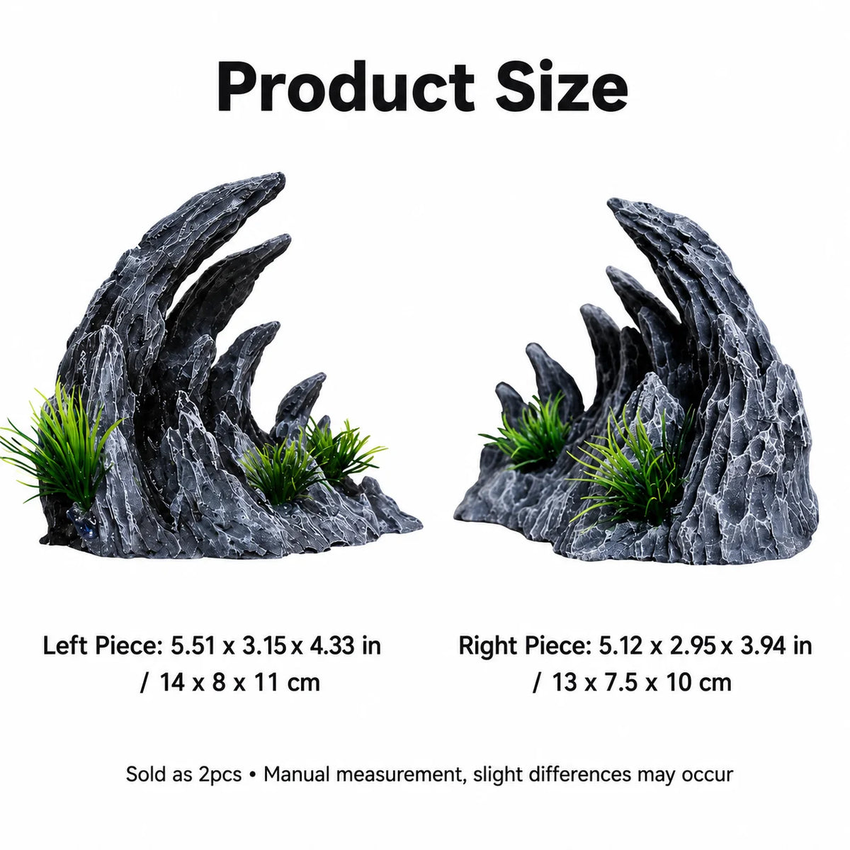 2-Pack Resin Canyon Rock Aquarium Cave Ornament | Fish Tank Aquarium Cave Ornament QXL