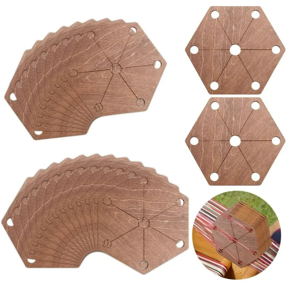 24-Piece Wood Weaving Loom Cards 2.6x3" | Craft Knitting Set Weaving Loom Cards QXL