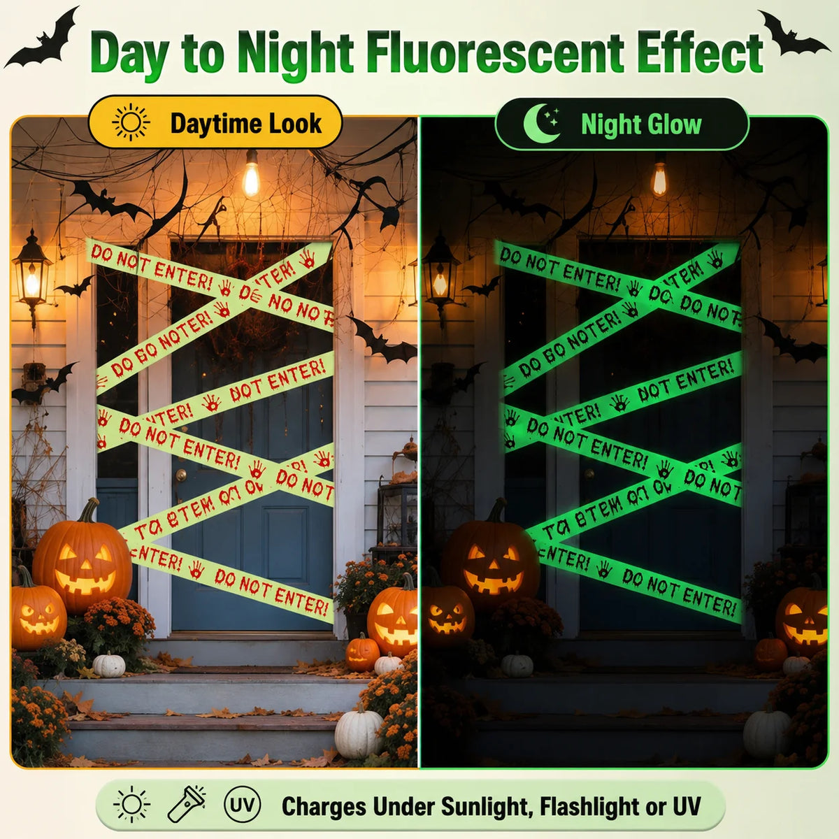 Glow in the Dark Halloween Warning Tape – Do Not Enter Halloween Decoration Tape QXL