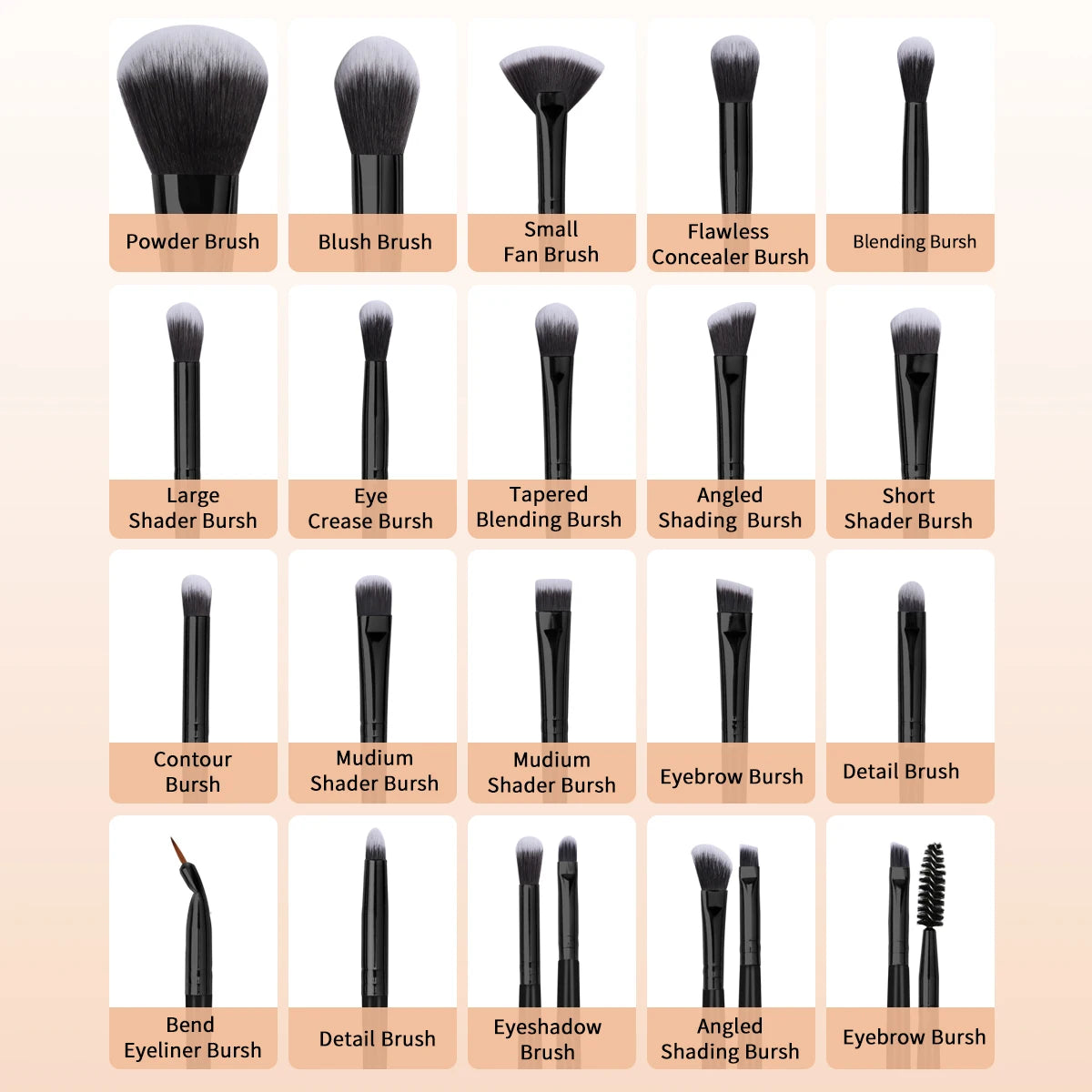 MAANGE 29-Pc Makeup Brush & Sponge Kit | Brushes + Puffs Makeup Brush Kit QXL